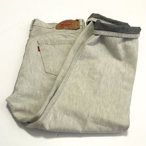 Levis 501 Mens 38 x 28 White Wash Denim Jeans